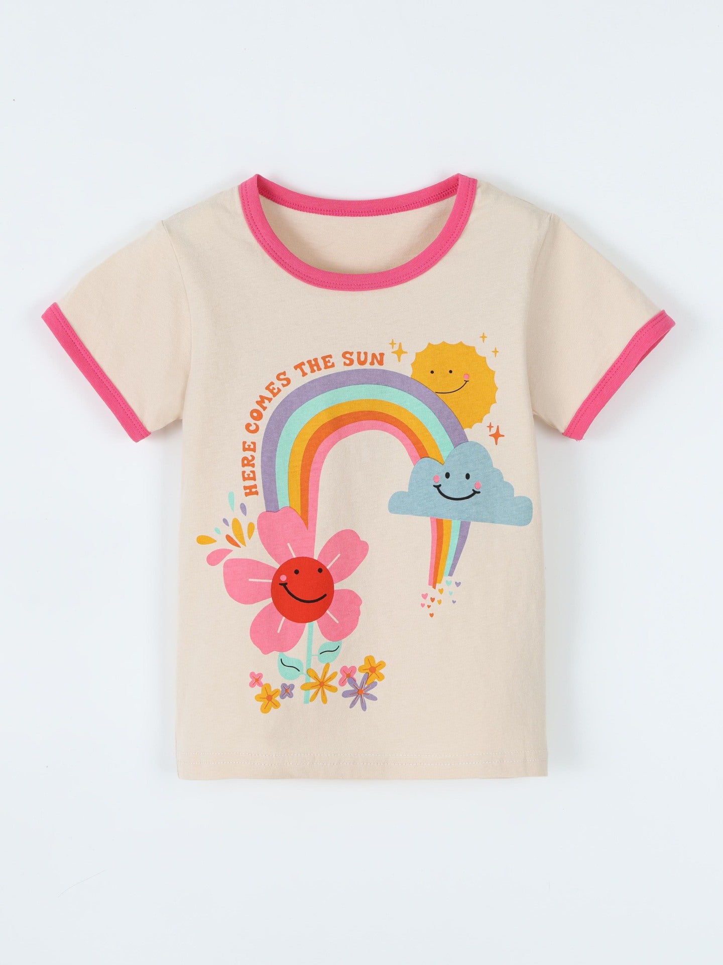 New Girls' Floral Print Short Sleeve T-Shirt