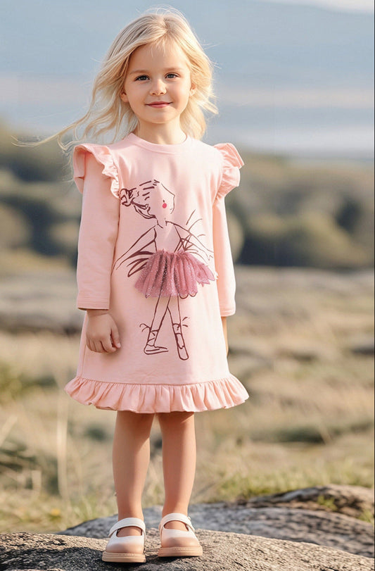 Cute Fall Long Sleeve Little Girls Dress