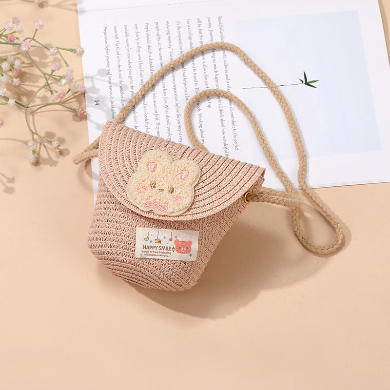 Cute Summer Children's Crossbody Woven Bag with Animal Patterns
