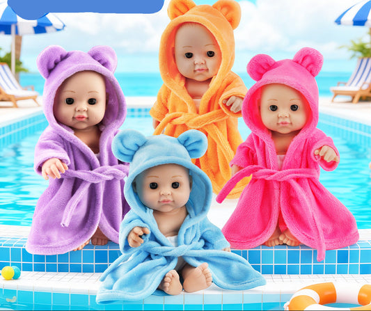 Realistic 8-Inch Plush Bathrobe Doll Toy
