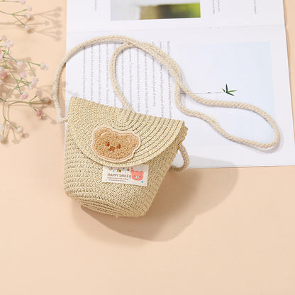 Cute Summer Children's Crossbody Woven Bag with Animal Patterns