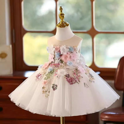 Sweet Floral Princess Dress for Little Girls