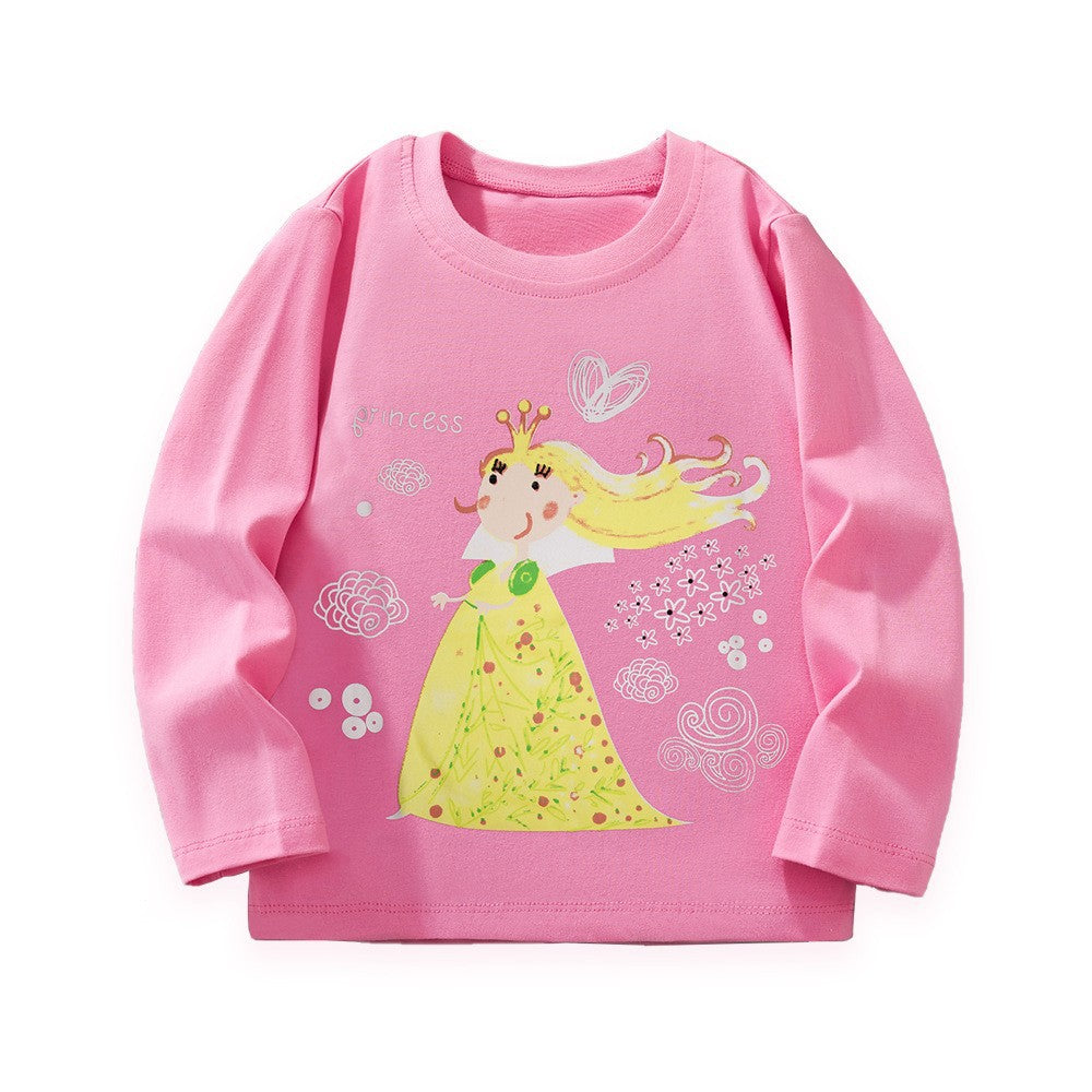 Animal Print Long Sleeve Cotton T-Shirt for Girls