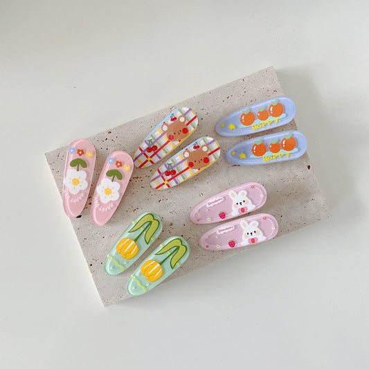 Cute Floral Acrylic Duckbill Hair Clips for Kids