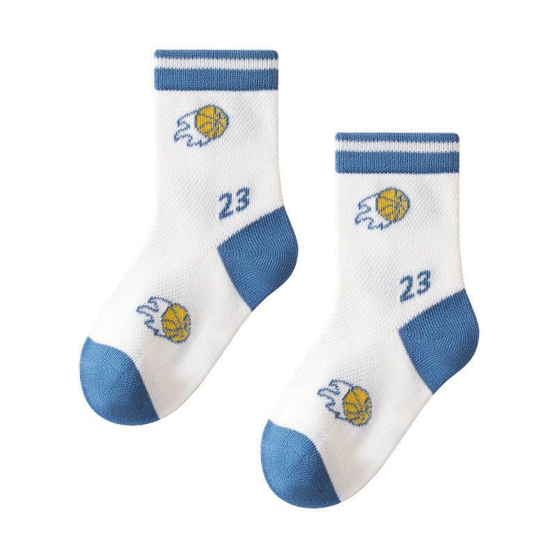 Children's Basketball Socks Cartoon Design Breathable Antimicrobial Mid-Calf Socks