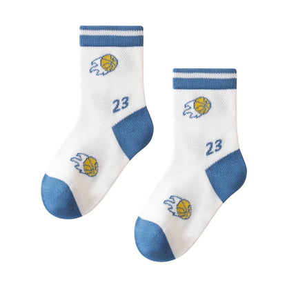 Children's Basketball Socks Cartoon Design Breathable Antimicrobial Mid-Calf Socks