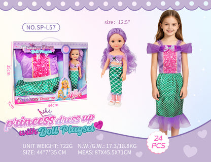 Princess Doll Dress-Up Playset - 32cm Rubber Doll Toy