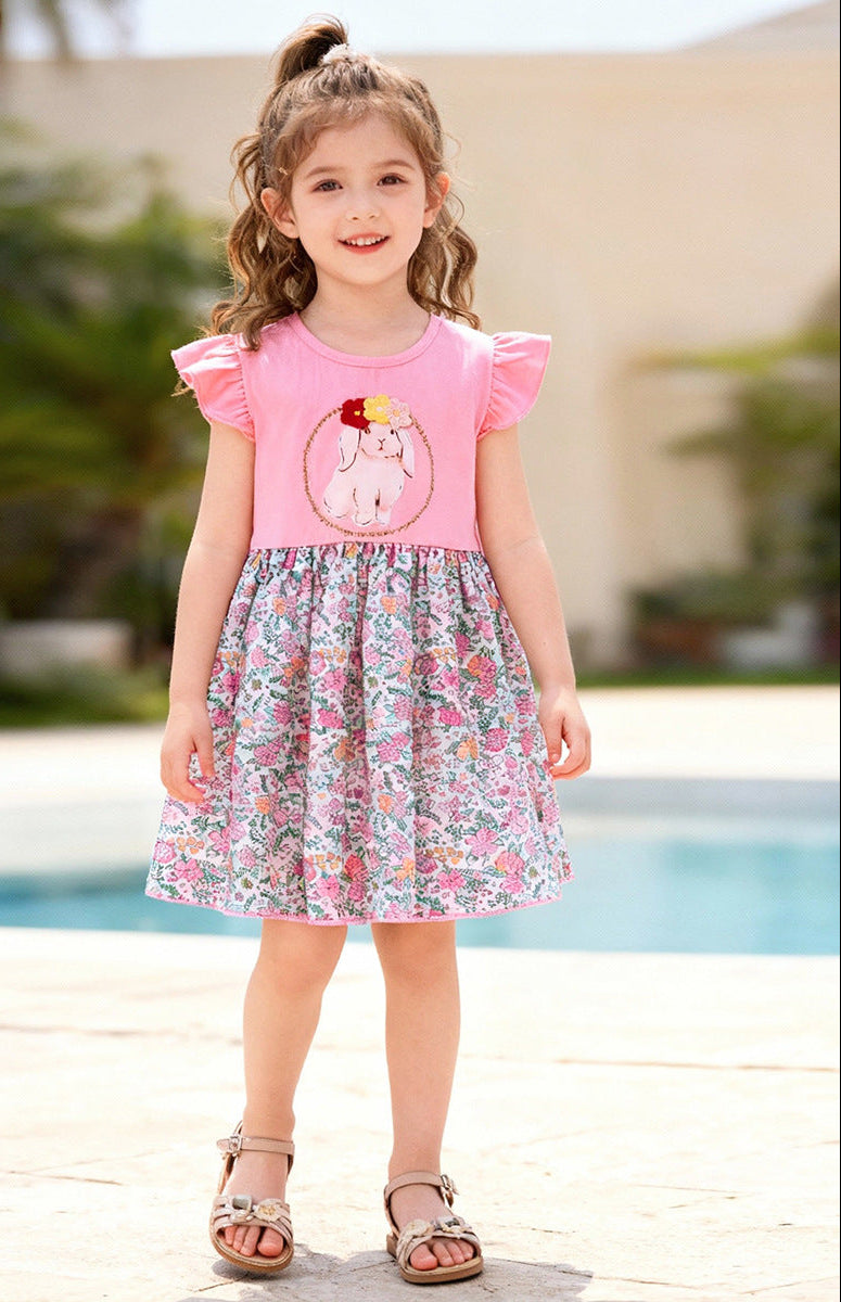 Summer Cartoon Floral Dress for Girls