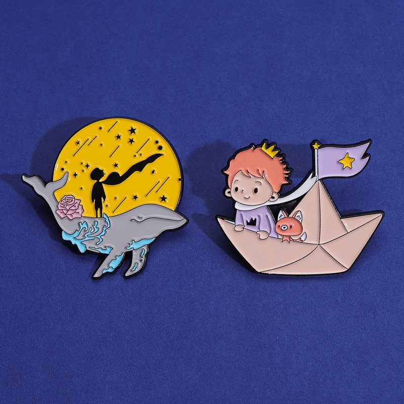 Cute Cartoon Little Prince Starry Sky Enamel Brooch