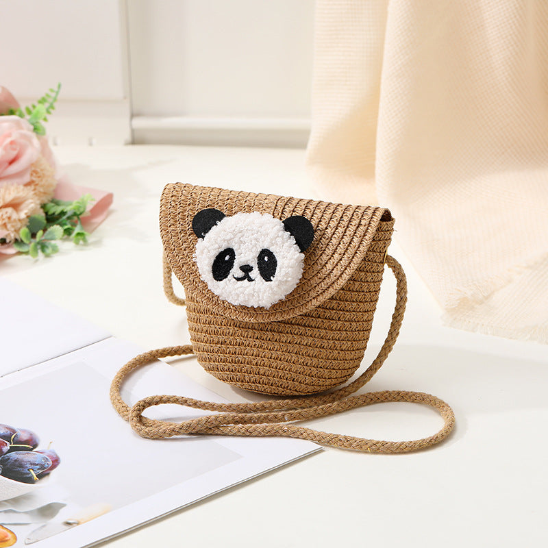 Mini Cute Panda Woven Straw Bag for Women