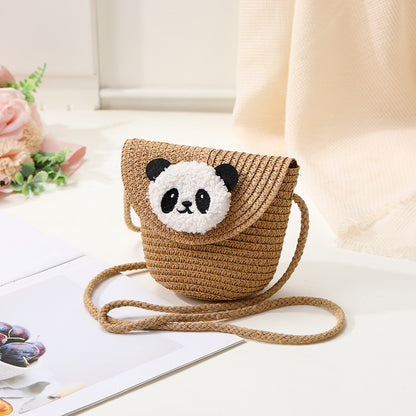 Mini Cute Panda Woven Straw Bag for Women