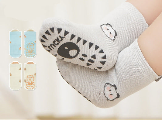 Non-Slip Baby Floor Socks Cute Cartoon Design Cotton Mid-Calf Socks