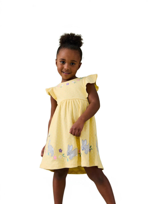 Summer Girls' Cartoon Princess Dress with Lace Sleeves