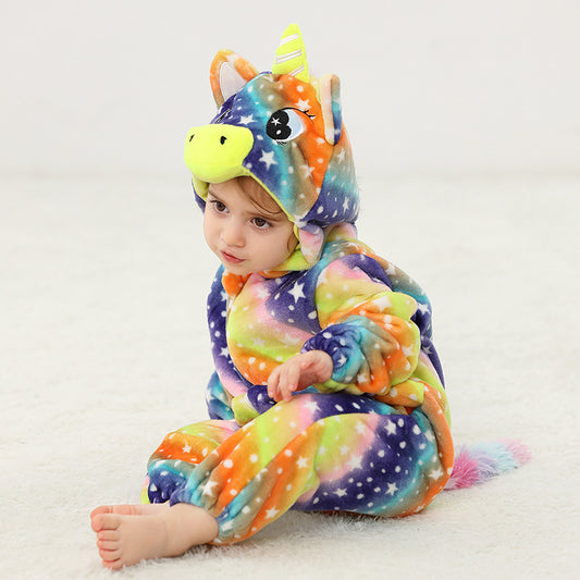 Animal Print Flannel Baby Onesie Cute Sleeping Apparel