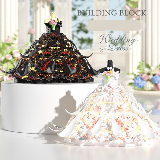 Compatible LEGO Swan Lake Black And White Wedding Dress Building Block Toy