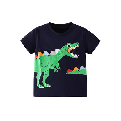 Kids Cartoon Dinosaur Short Sleeve T-Shirt Cotton Casual Top