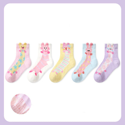 Kids Cotton Mesh Stripe Cartoon Breathable Socks