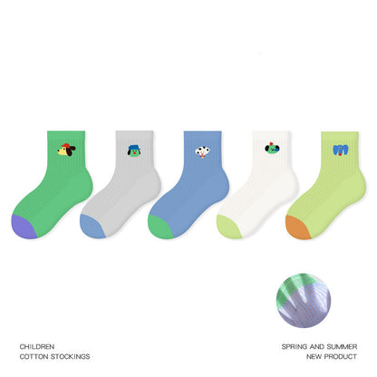 Kids Cotton Socks Cute Bunny Grid Breathable Mesh