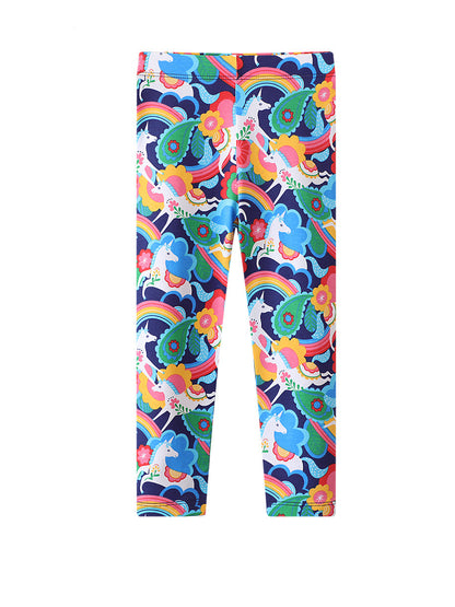 Cartoon Unicorn Print Girls Leggings Cotton Spring/Fall
