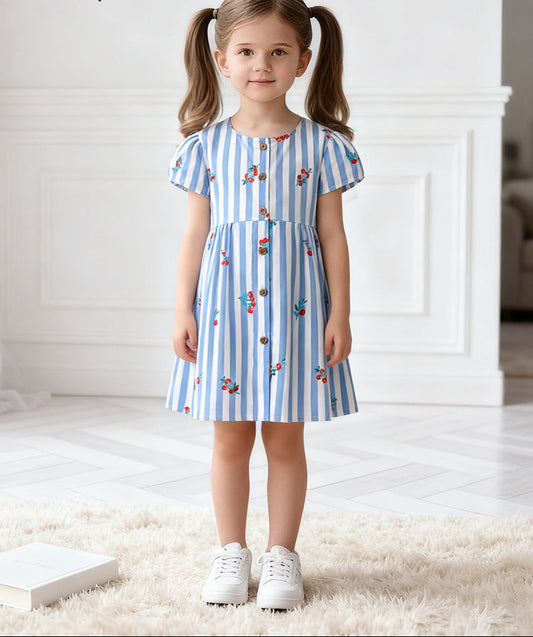 Girls' Princess Dress Cartoon Print Cotton Summer Outfit