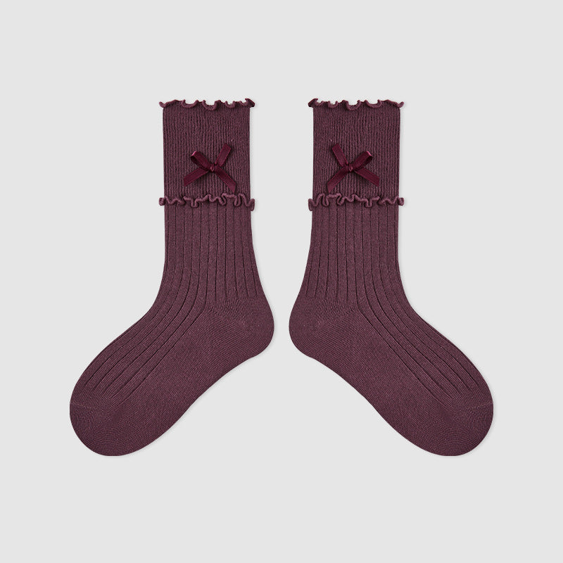 Kids Mid Calf Animal Embroidered Cotton Socks