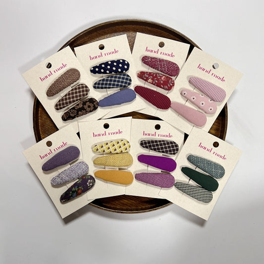 Floral Fabric Hair Clips Set for Kids