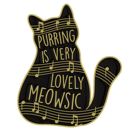 Cool Cartoon Black Cat Piano Brooch Cute Animal Lapel Pin