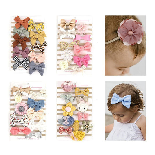 Baby Girls' Flower Headbands Set - Cute Nylon Bow Accessories