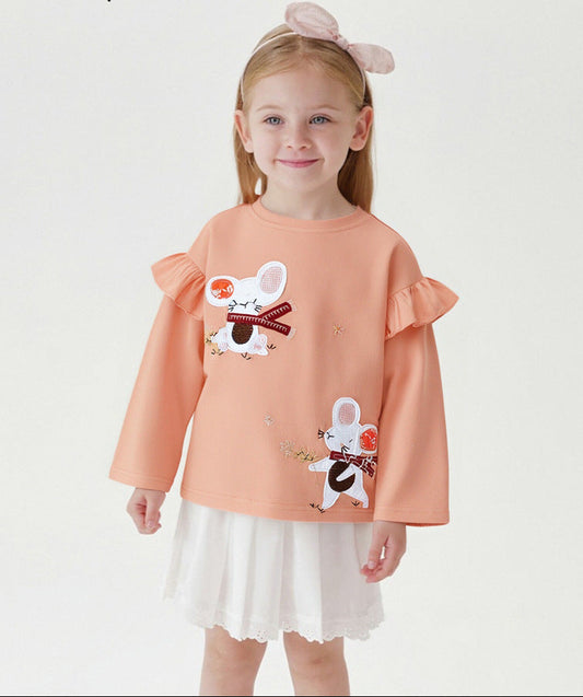 Trendy Girl's Long Sleeve T-Shirt With Patterns