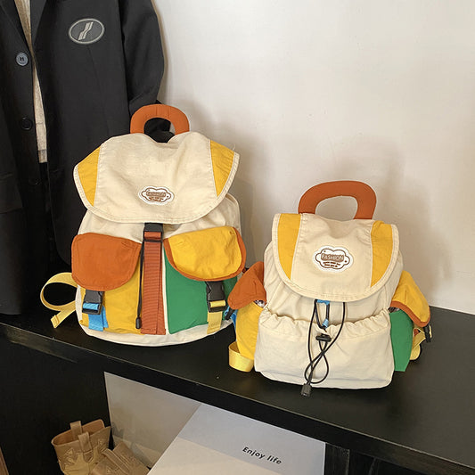 Trendy Color Block School Backpack for Kids
