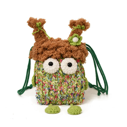 Cute Cartoon Monster Kids' Shoulder Bag – Breathable Knitted Coin Purse