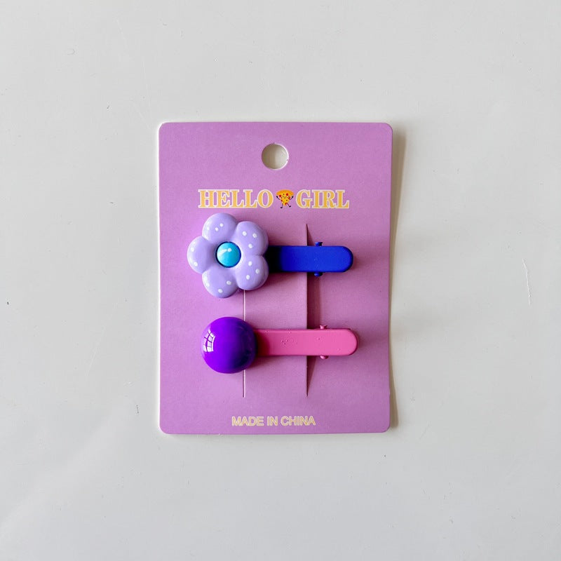 Colorful Flower Bead Hair Clips for Kids