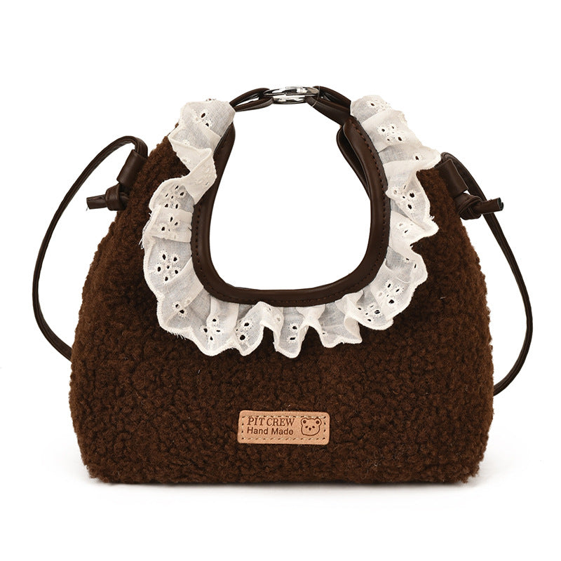 Trendy Solid Color Lace Toddler Handbag