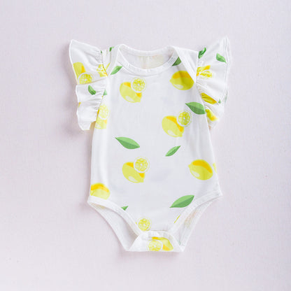 New Baby Sleeveless Lemon Print Romper