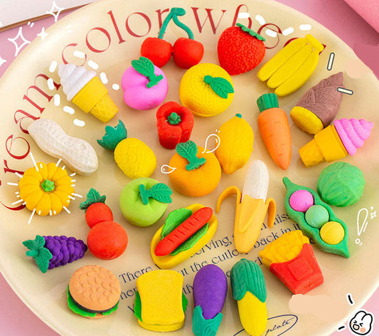Mini Fruit Pencil Erasers Cute Cartoon For Kids