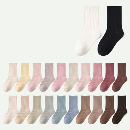Kids Socks Solid Double Needle Breathable Ankle