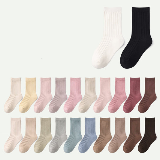 Kids Socks Solid Double Needle Breathable Ankle