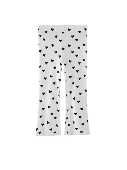 Stylish Kids Wide Leg Trousers With Heart Pattern