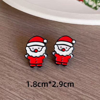 Cute Christmas Cartoon Character Earrings - Resin Drip Design