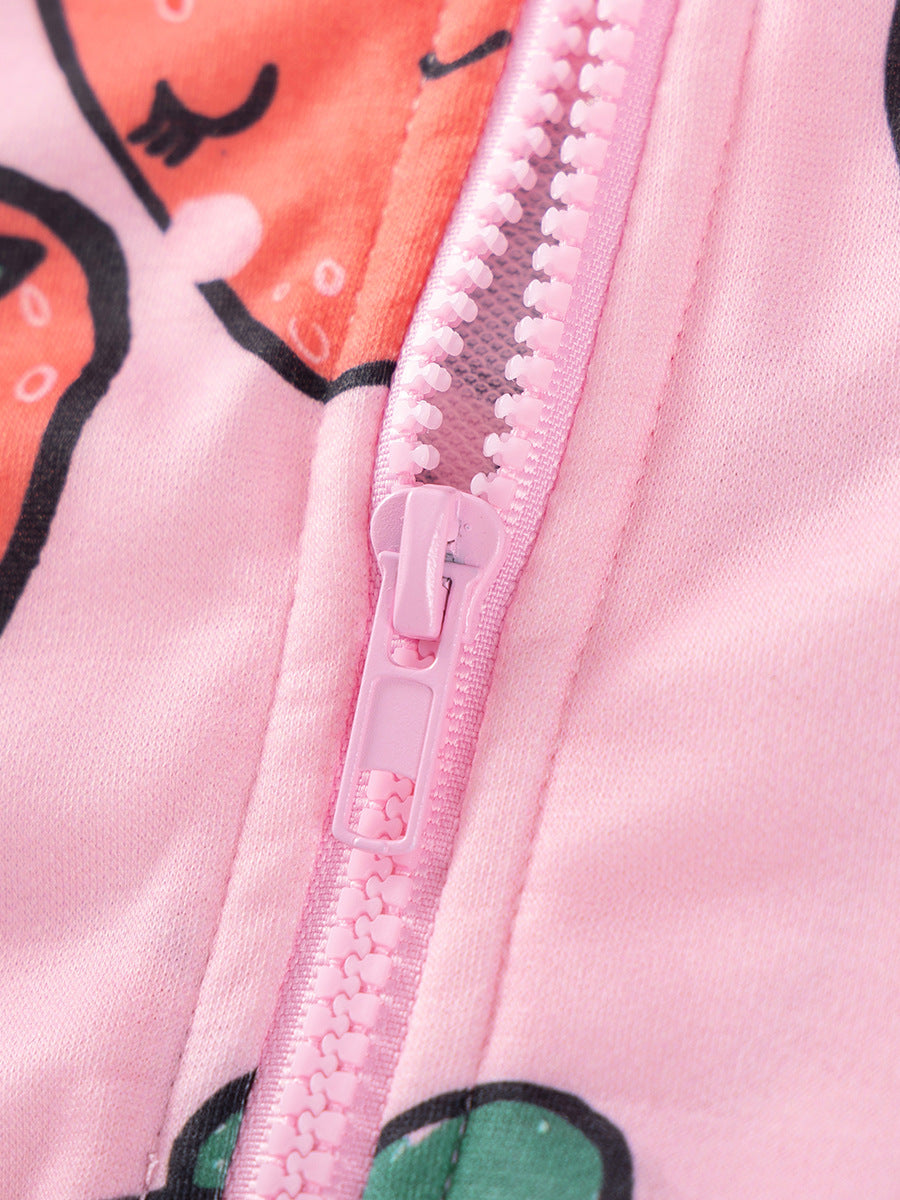 Cartoon Long Sleeve Hoodie for Girls Soft Polyester Casual Wear