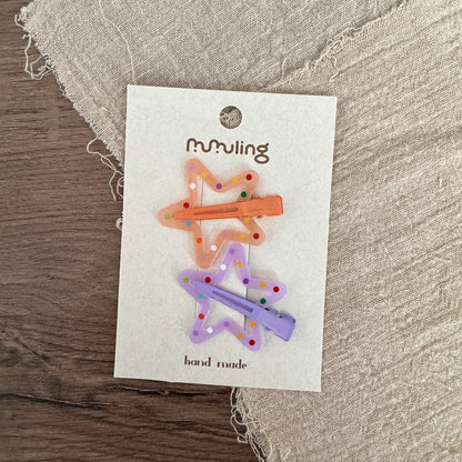 Colorful Star and Flower Hair Clips for Kids