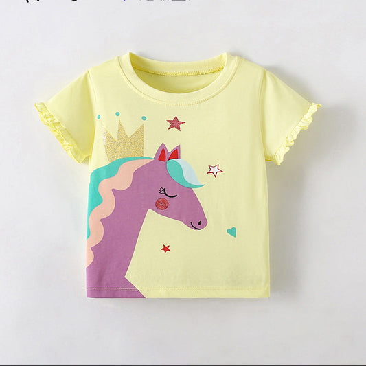 Trendy Round Neck Short Sleeve T-Shirt for Girls