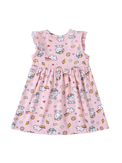 Cartoon Floral A-Line Dress Soft Cotton Girls' Dress