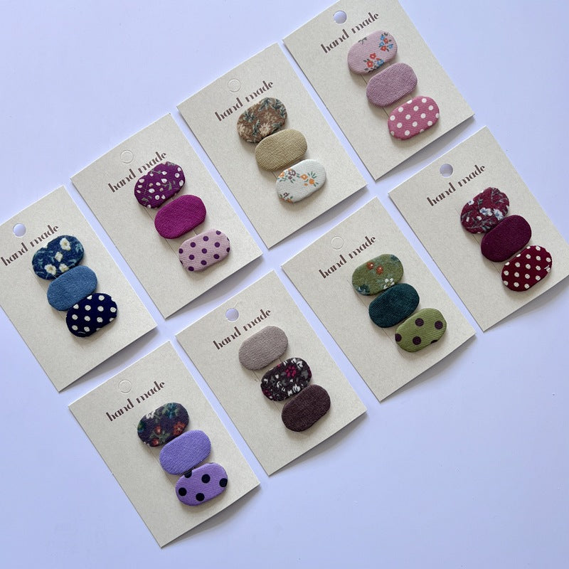 Floral Pattern Fabric Hair Clips Set for Kids