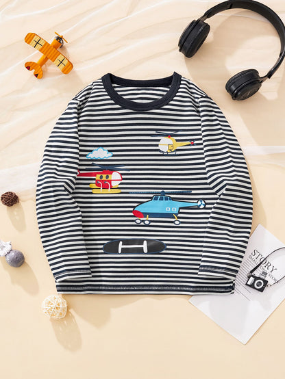 Striped Cotton Long Sleeve T-Shirt for Boys