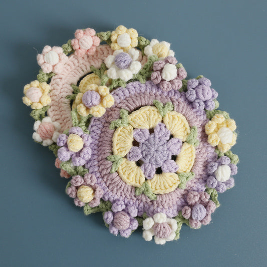 Handcrafted Floral Puff Coasters Cotton Breathable Floral Pattern