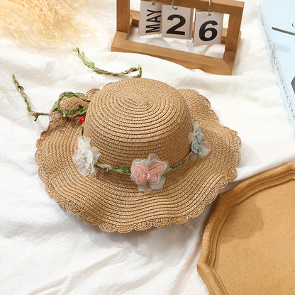 Woven Beach Bag with Butterfly Tassels for Girls