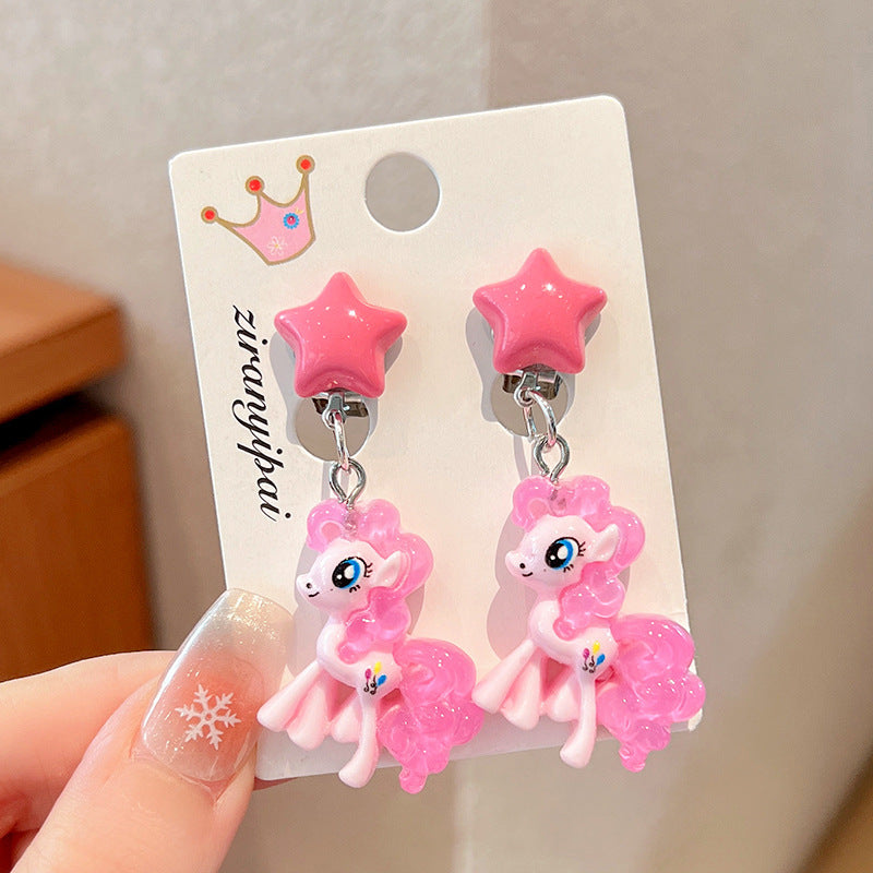 Cute Cartoon Character Ear Clips for Kids - Non-Pierced Earrings