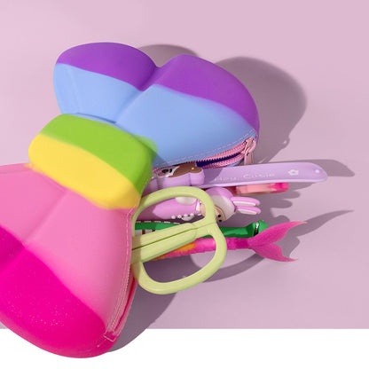 Pencil Case Silicone Bow Large Capacity Zipper Travel