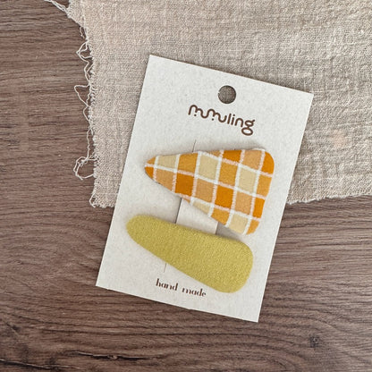 Children's Triangle Plaid Hair Clips Set